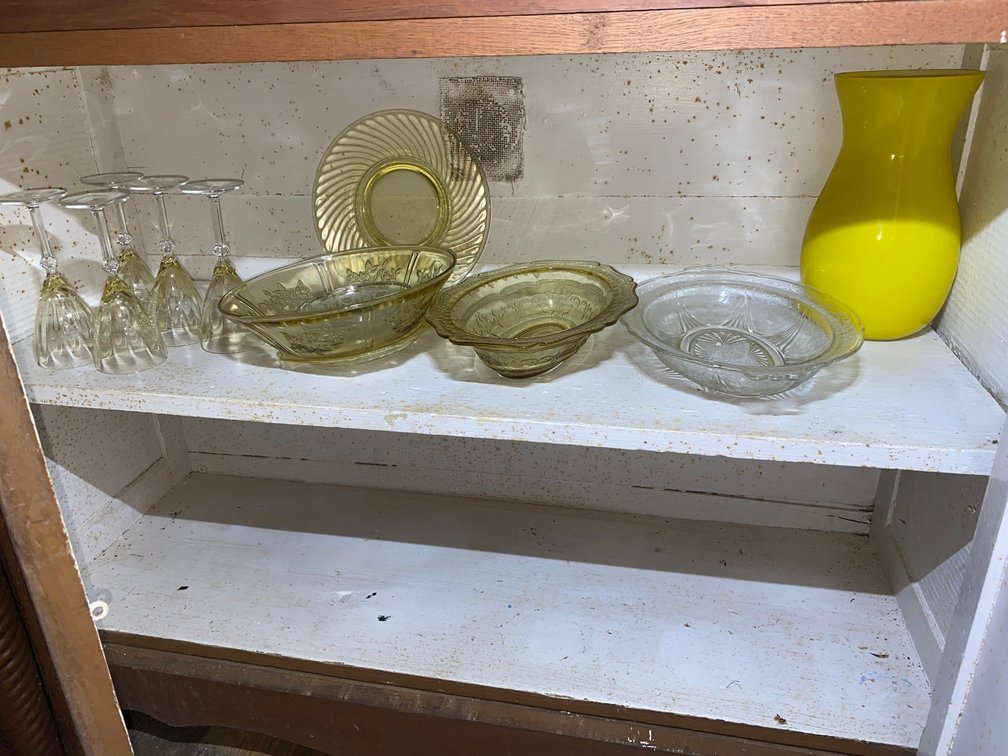 Stemware, glass bowls, Servers