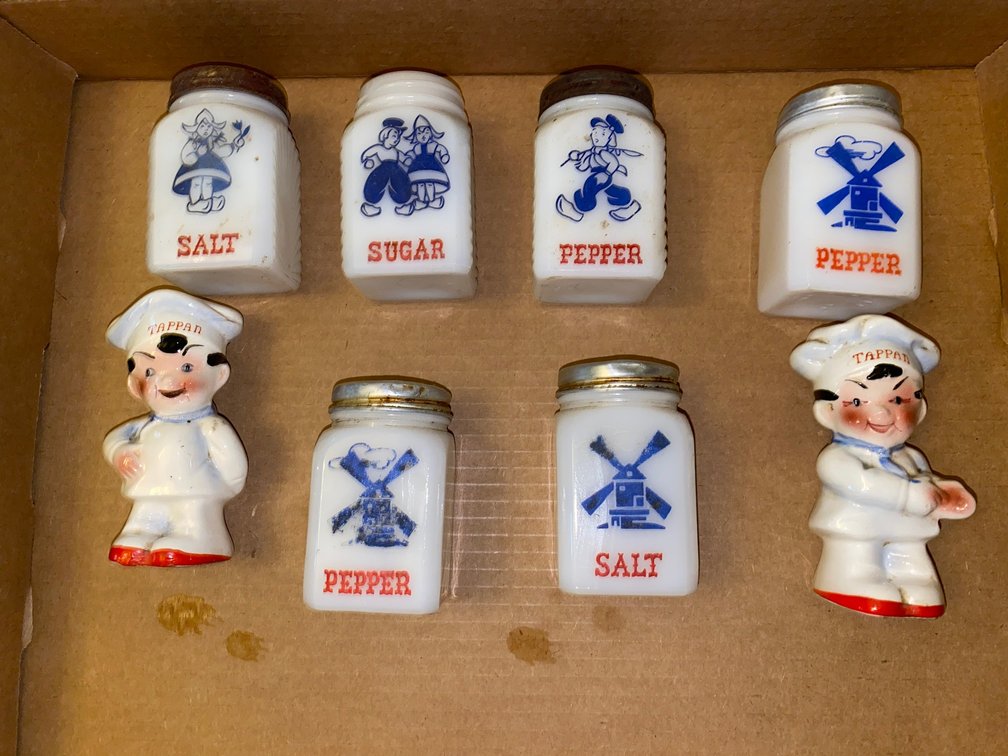 Milk glass, Salt and Pepper Shakers, 2- other Salt and Pepper Shaker Figurines