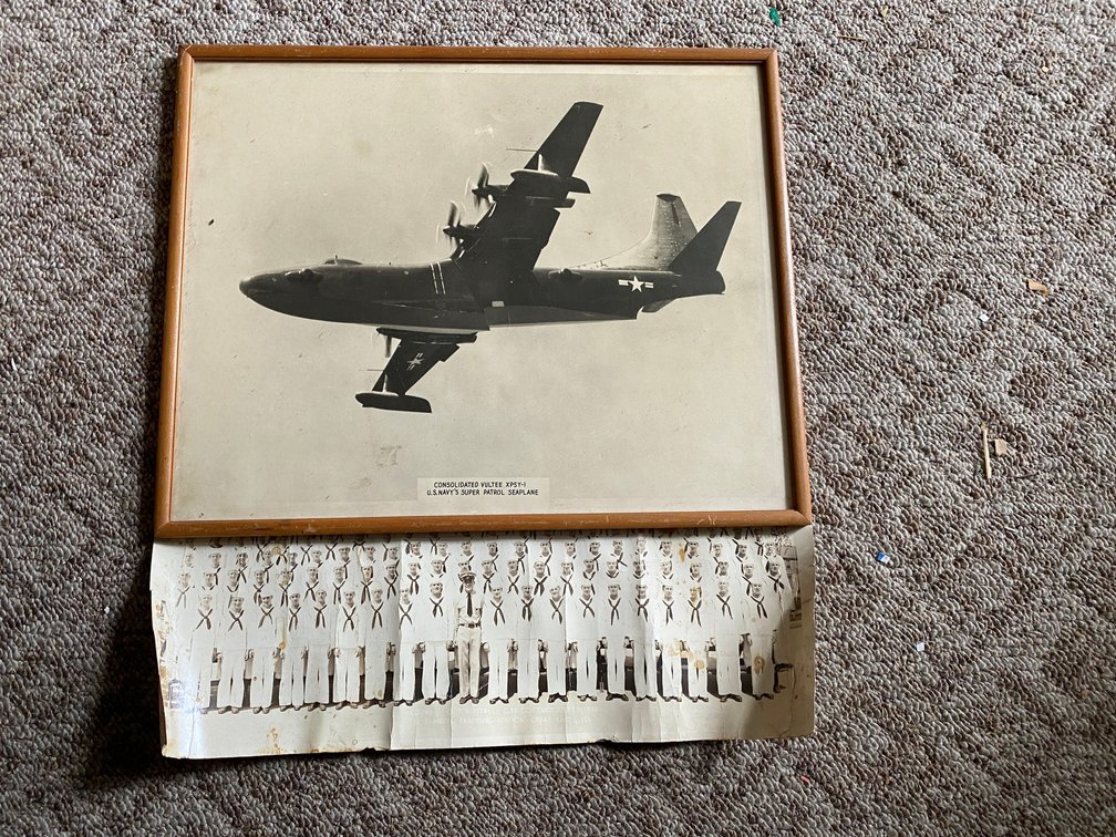 Vintage Navy photo, framed seaplane print