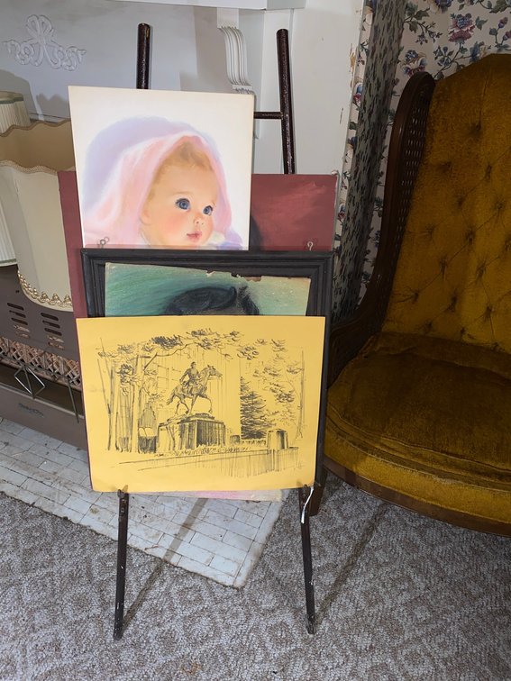 Small Easel with Paintings