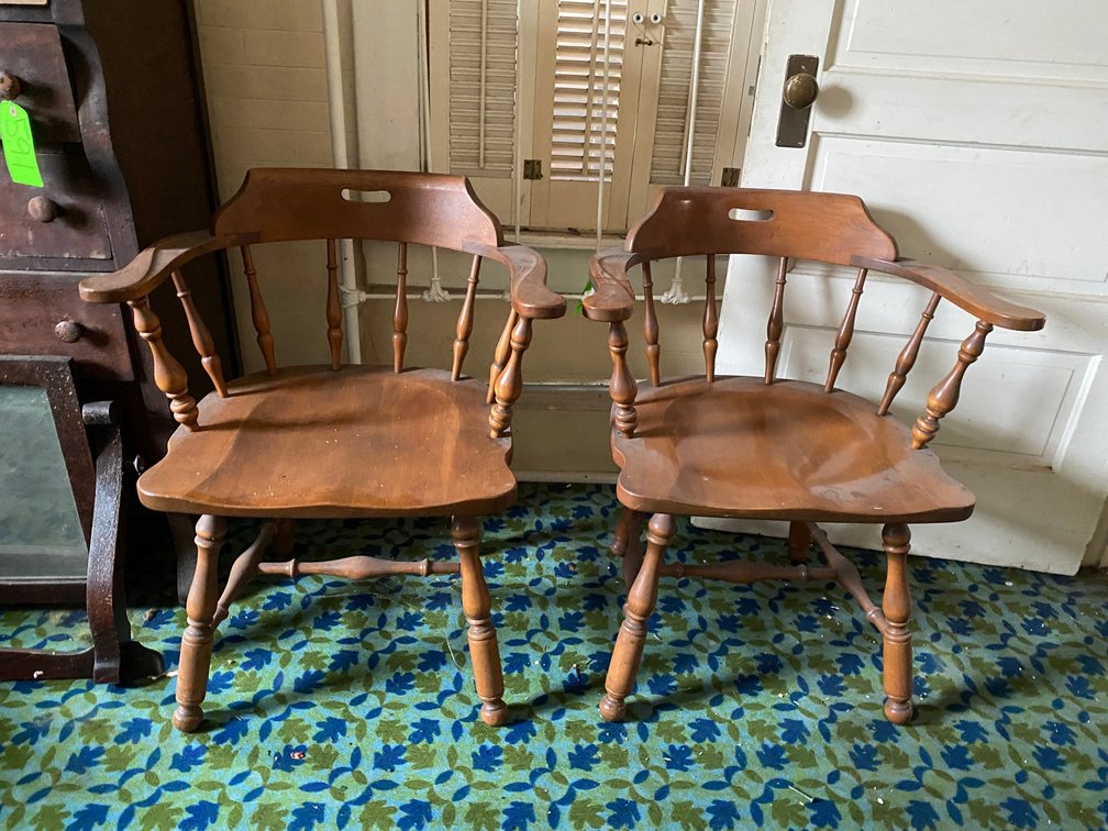 2-Wooden Arm Chairs