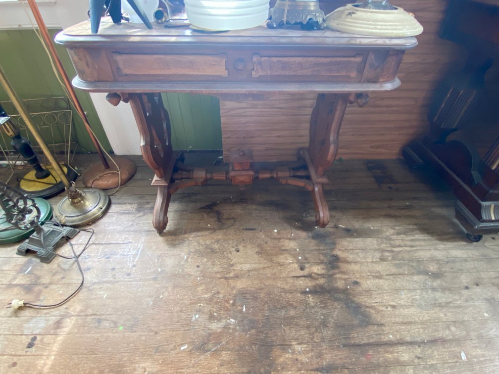 Antique Side Table with Carved Base