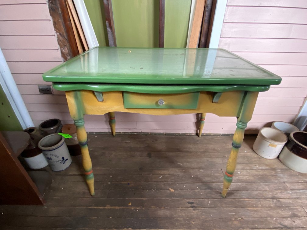 Vintage Enamel Top Table