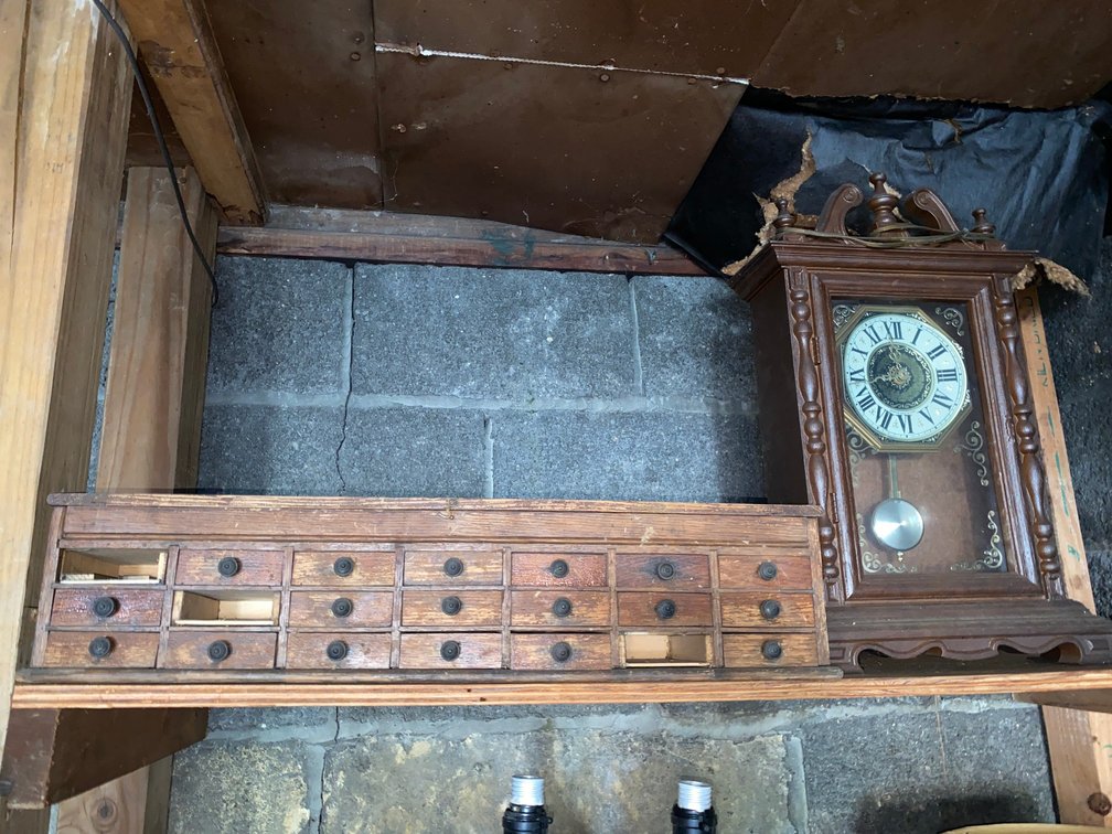 Wooden Storage Box, Mantle Clock