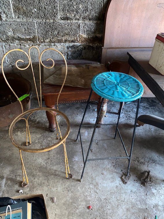 Parlor chair frame, Stool
