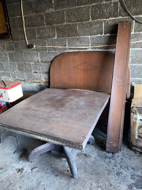 Antique Table, Head and Foot Board