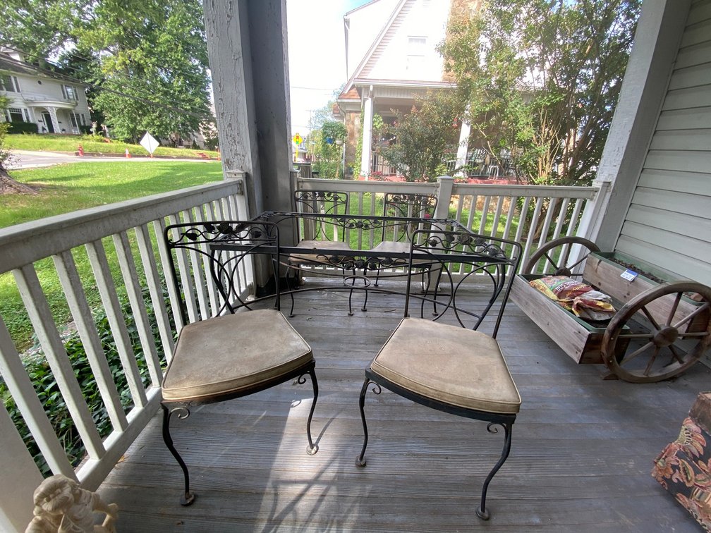 Wrought Iron Patio Tables with 4-Chairs Padded