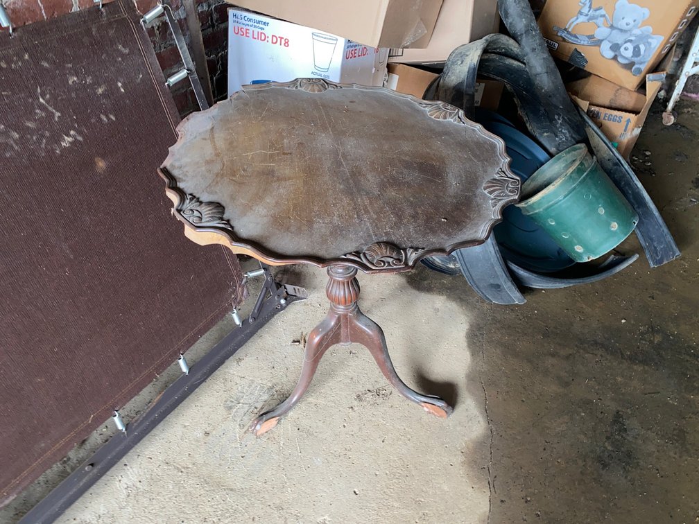 Antique Carved Mahogany Pedestal Side Table