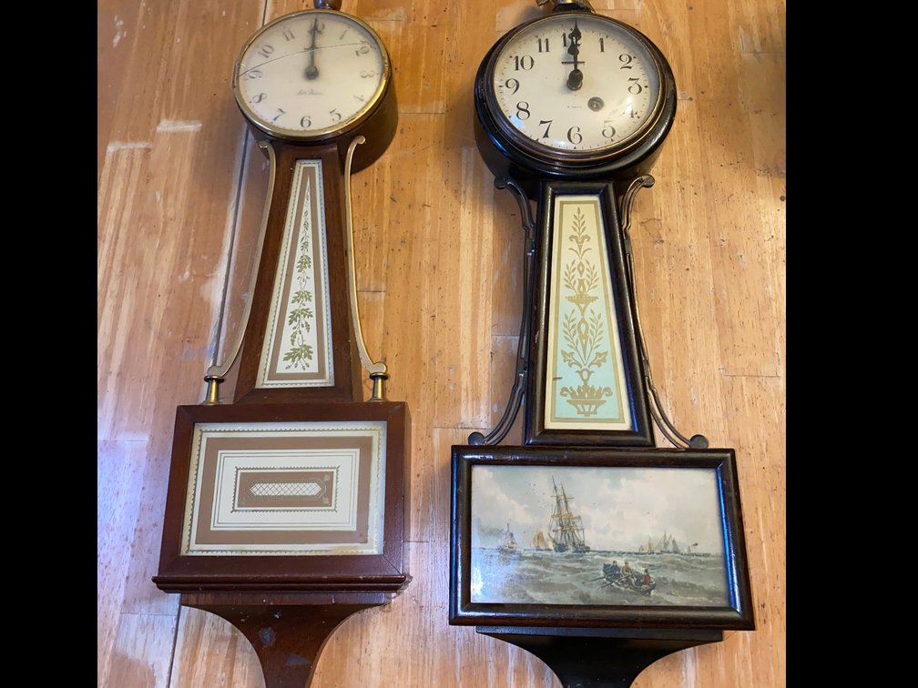 Clocks, one has Nautical Scene on it,