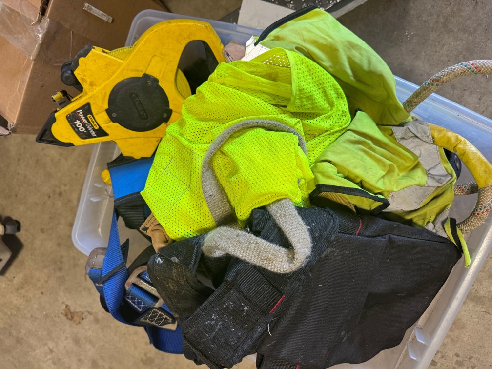 Stanley PowerWinder tape and safety gear