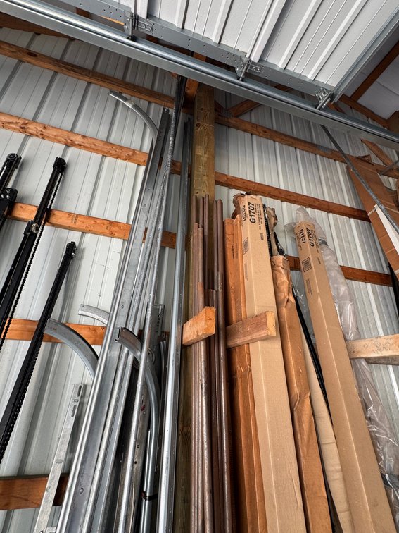 Garage door trim and tracks