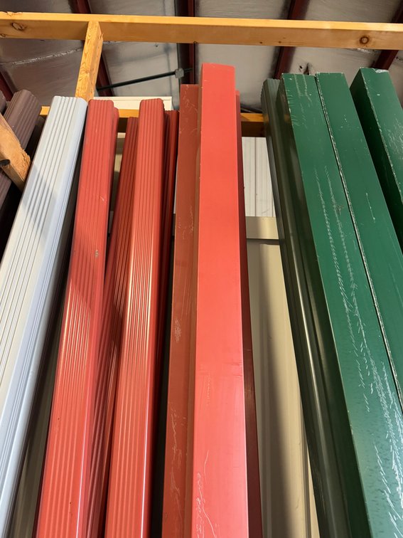 Red downspouts