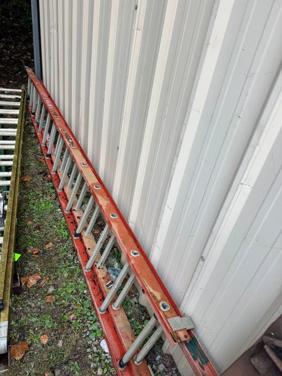 Red extension ladder
