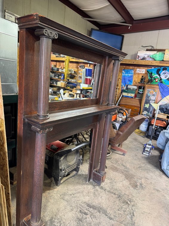 Antique Quarter Saw Oak Full fireplace Mantel