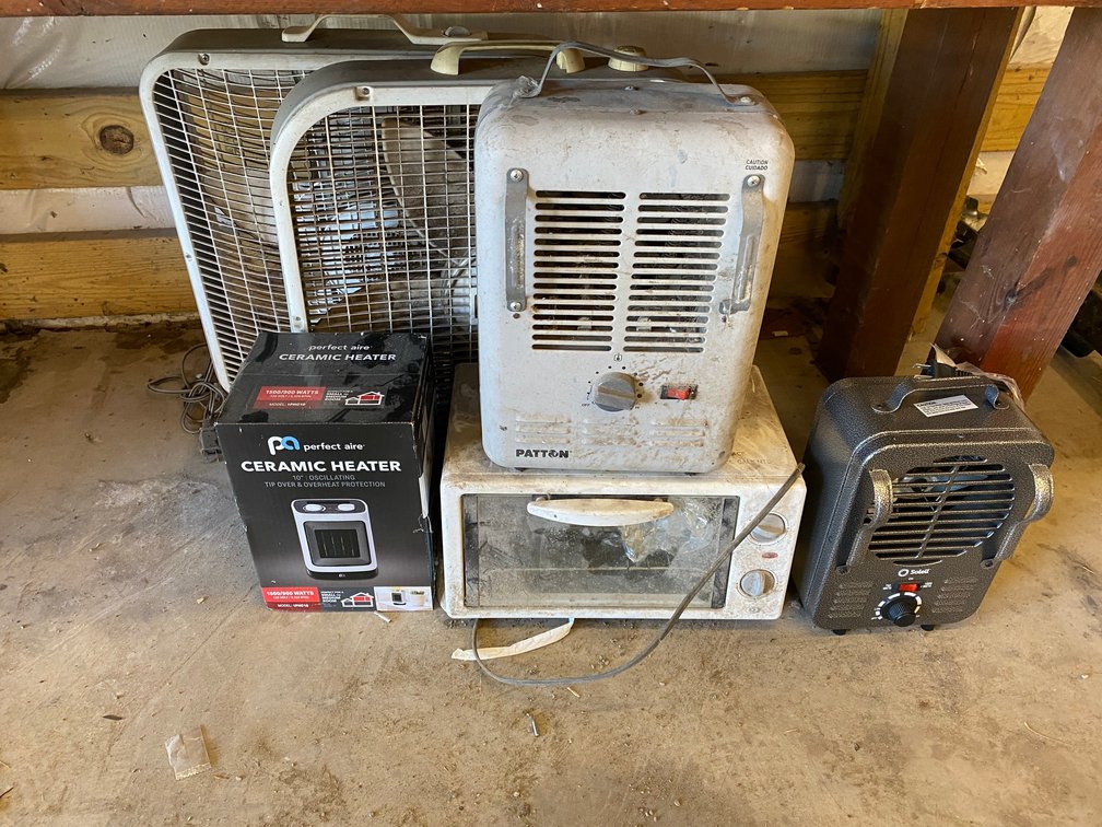 Heaters, fans, toaster oven