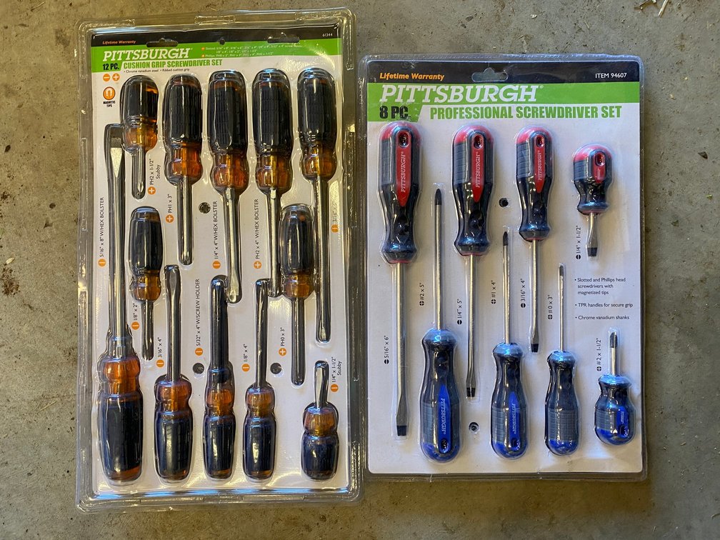2 New in box Pittsburgh 8 piece and 12 piece screwdriver cushion grip sets