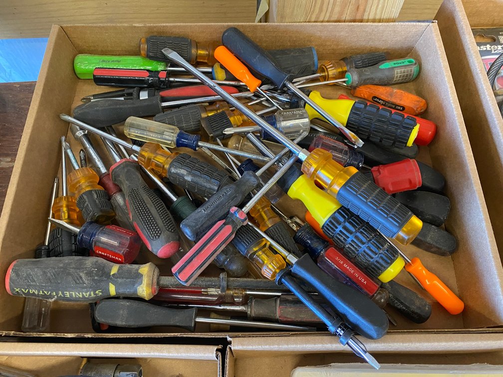 Assortment of screwdrivers, bit drivers