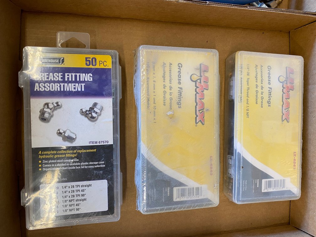 3 New in box grease fitting assortment packs