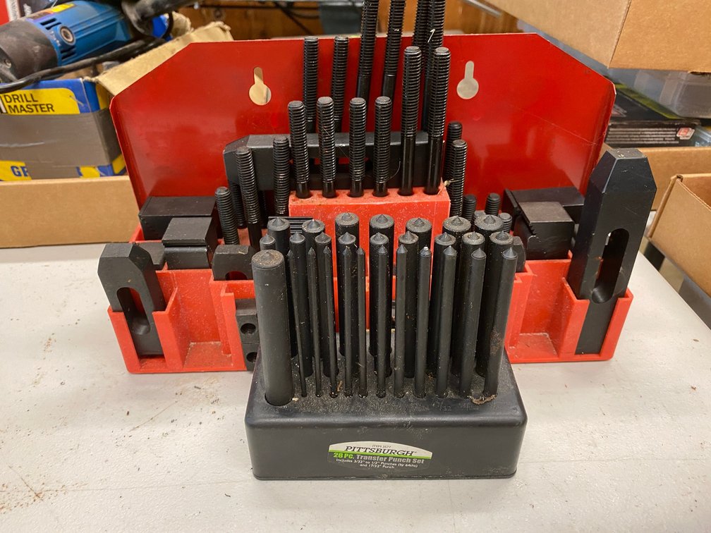 Hold down set, 28 piece transfer punch set