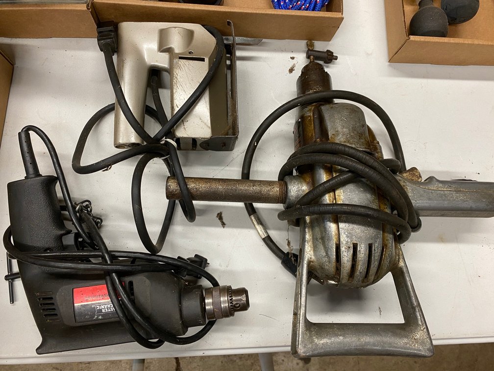Heavy duty 3/8" reversible drill, jigsaw