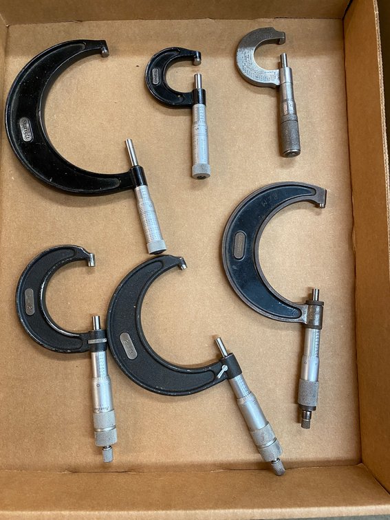 Set of 6 micrometers from 1" up to 3"