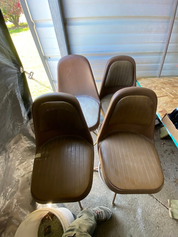 4 Molded Plastic Swivel Barstools
