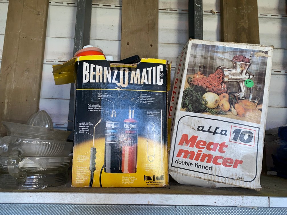 Torch Kit, Meat Mincer, Glass Citrus Juicers, and More
