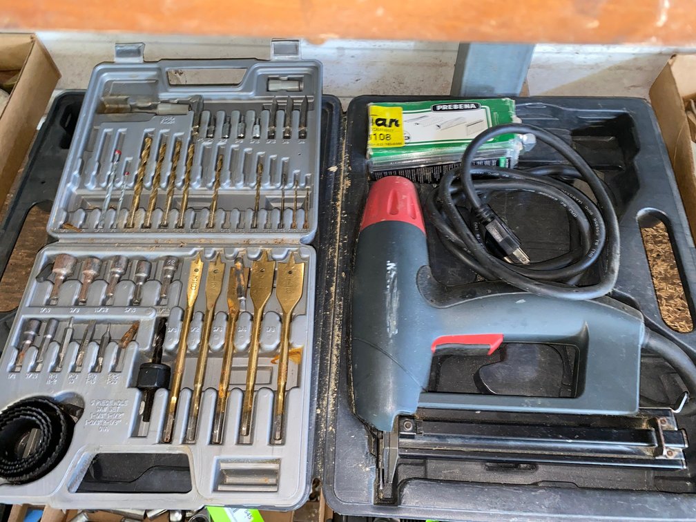 Electric Nailer, Fasteners, and Drill Bit Set
