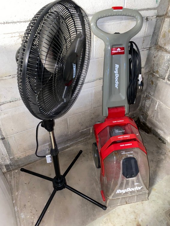 Pedestal Fan and Upright Carpet Cleaner