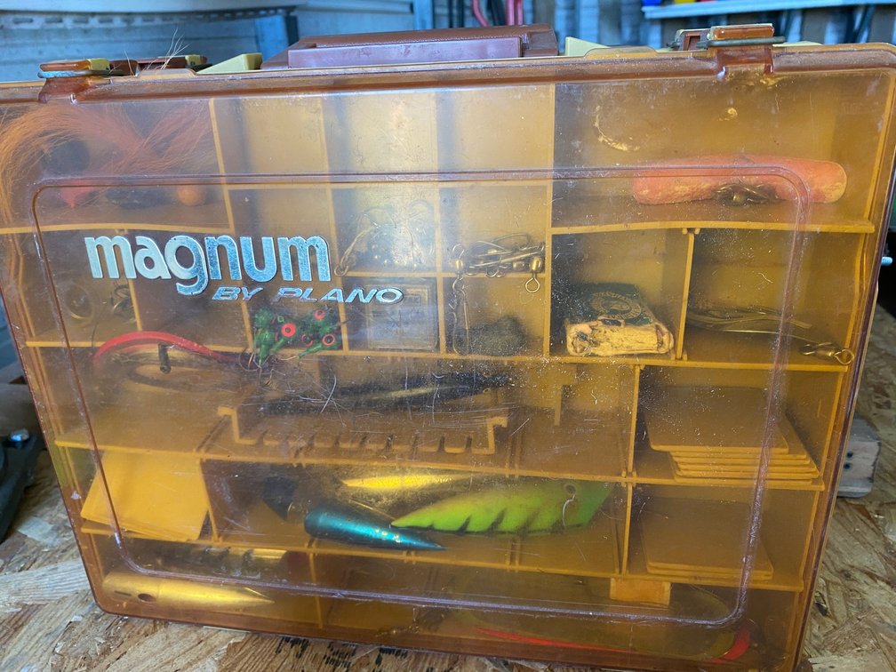 Plastic Tackle Box with Fishing Tackle and Tools