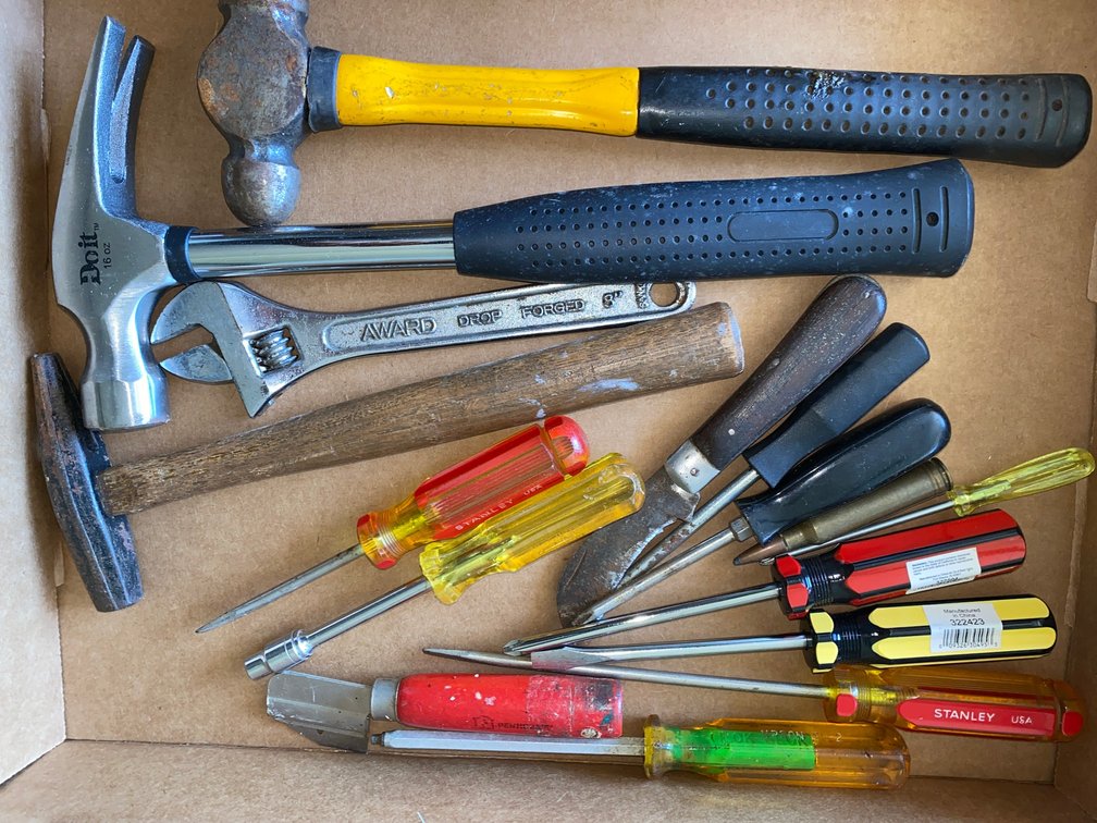 Hammers, Adjustable Wrench, Screwdrivers, and More