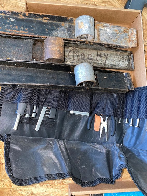 3 Steel Channel Brackets and Tool Roll with Hand Tools