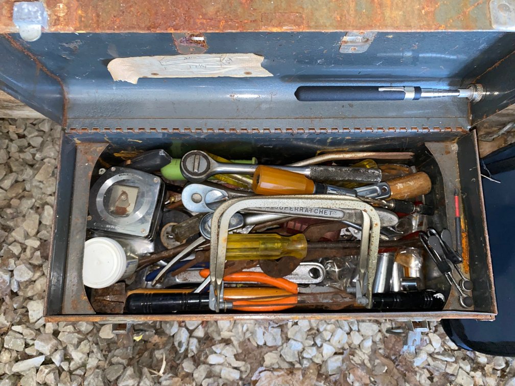 Metal Toolbox with Hand Tools