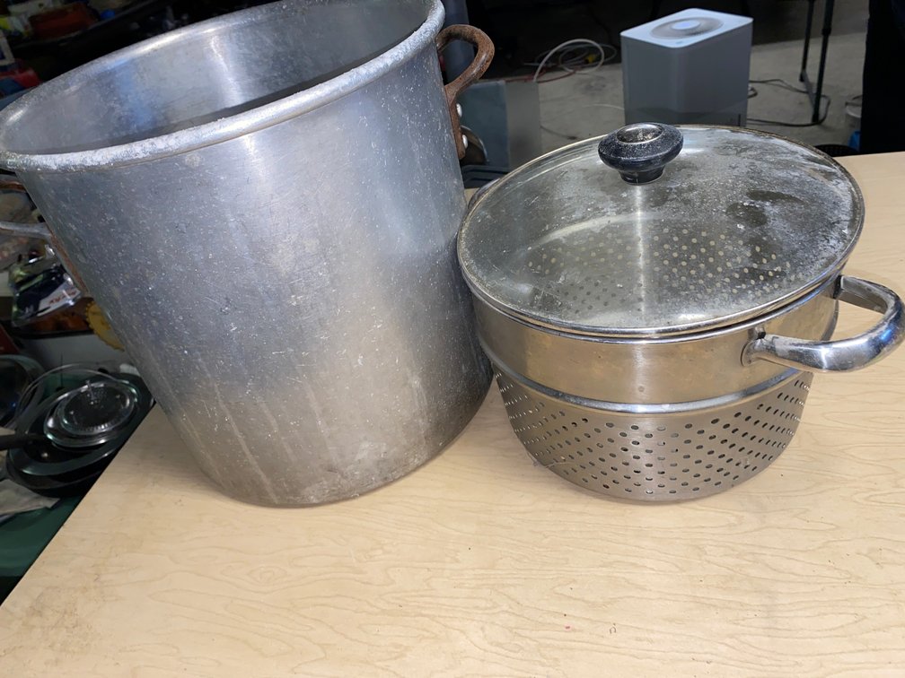 Aluminum Stock Pot, Stainless Steel Steamer Pot, and Inserts