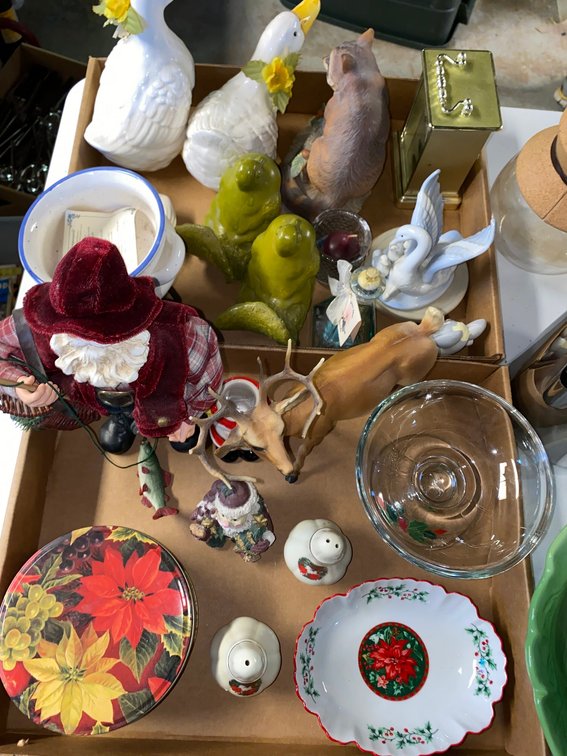 Holiday Decor, Ceramic Figurines, Tabletop Clock, and More
