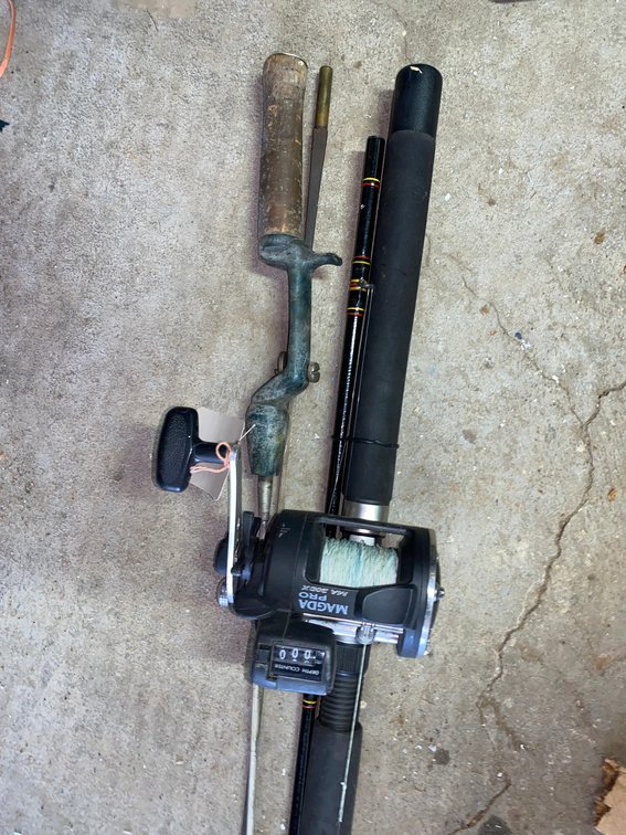 Fishing Rods, Line Counter Reel, and Rod Handle