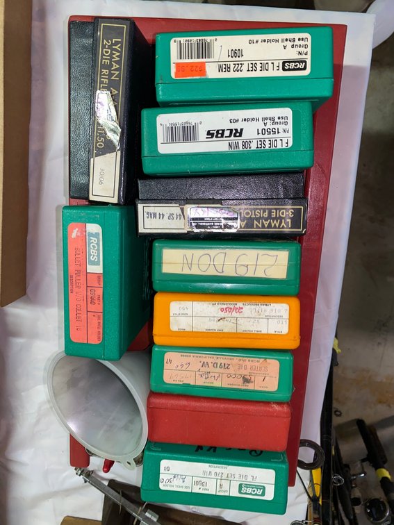 Reloading Dies, Bullet Puller, and Powder Funnel