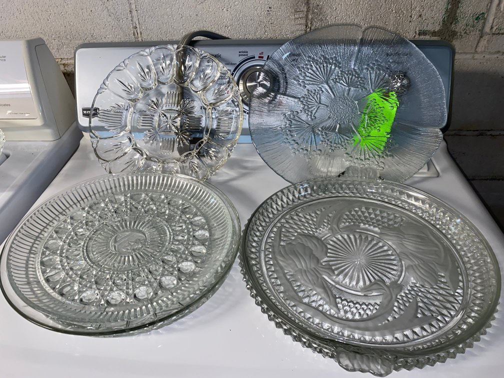 4 Clear Glass Serving Platters and Plates