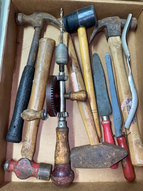 Hammers, Hand Drill, Pry Tool, and More