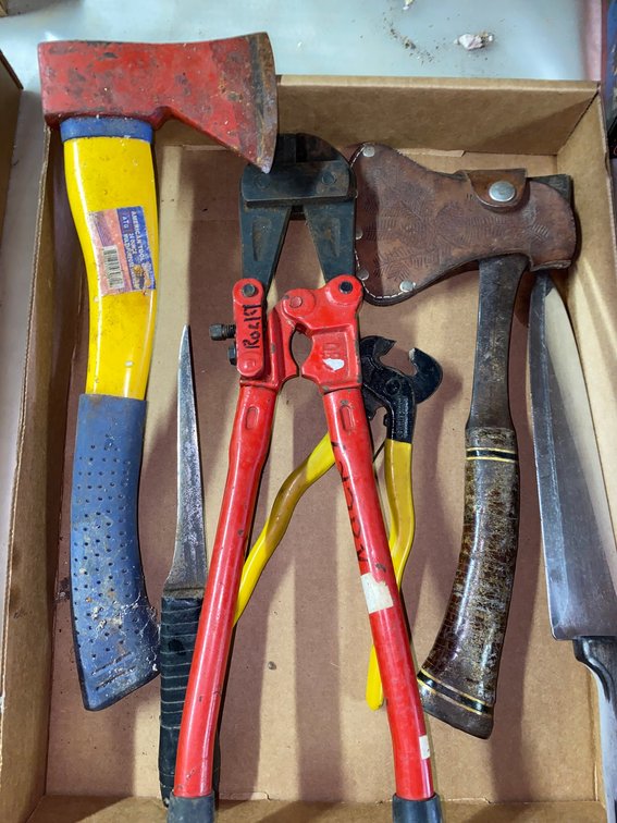 Hatchets, Bolt Cutters, Pliers, and Knives