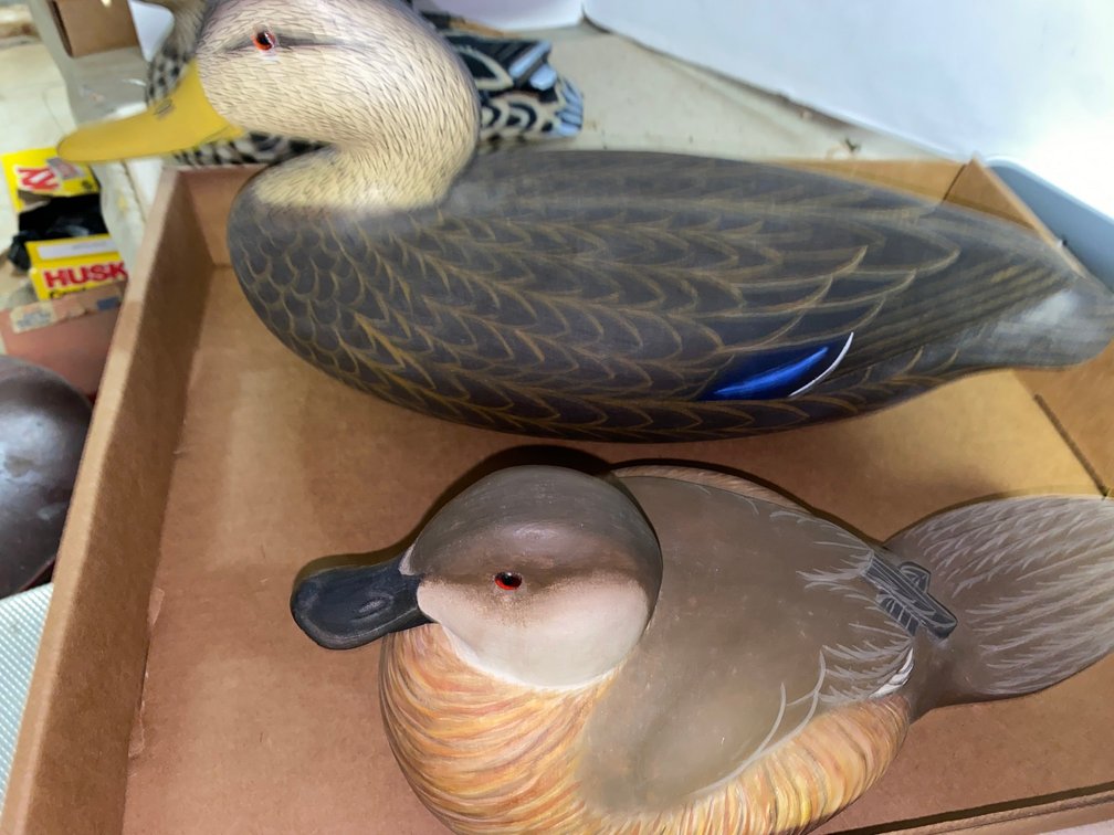 2 R.E. Belote Carved Wooden Duck Decoys