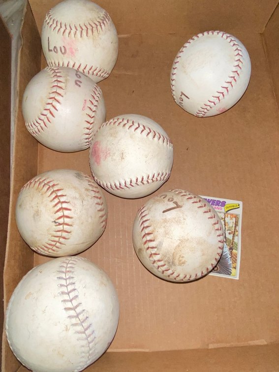 7 Baseballs and Baseball Card