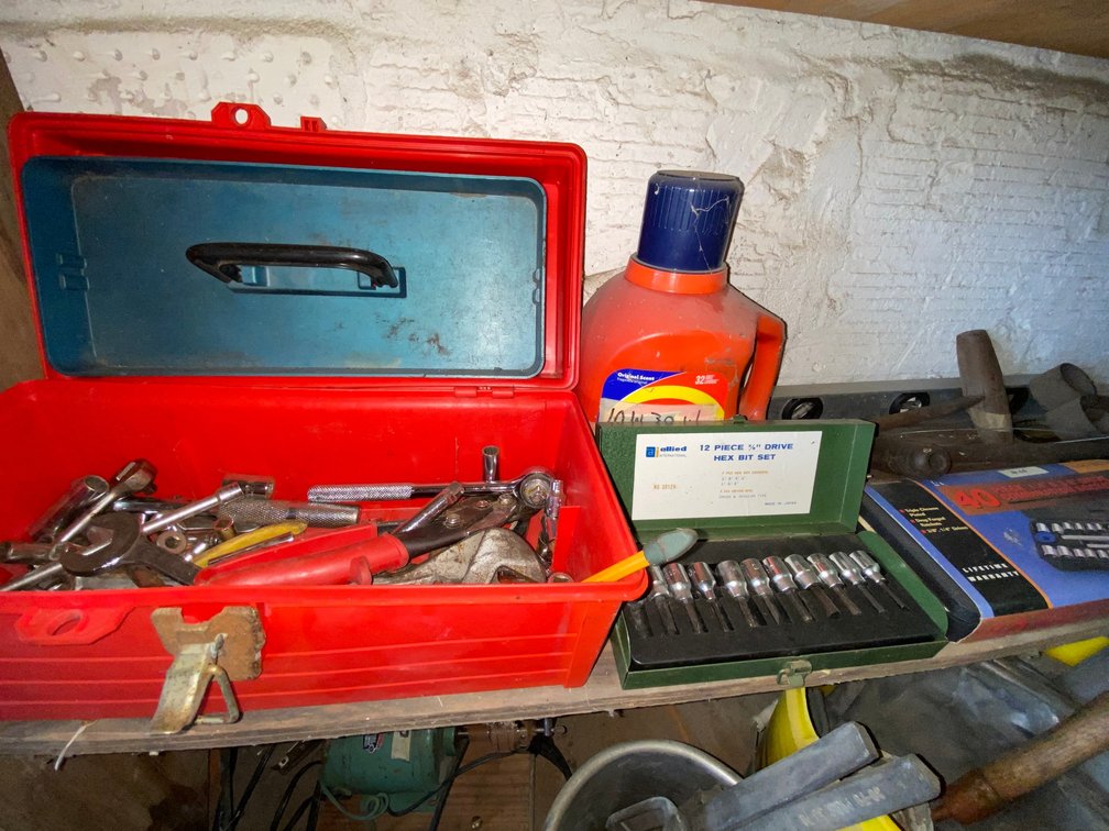 Toolbox with Hand Tools, Socket Sets, C-Clamp, and More