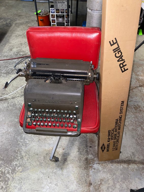 Manual Typewriter, Rolling Office Chair, Antenna in Box