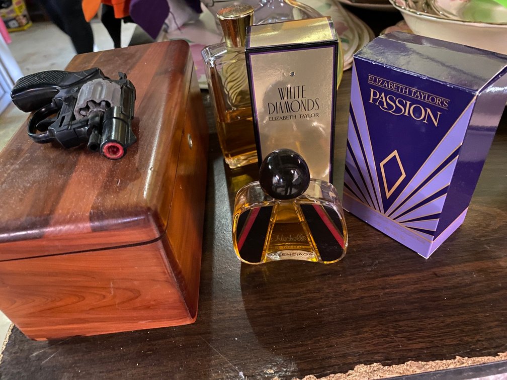 Perfumes, Miniature Cedar Chest, Toy Revolver