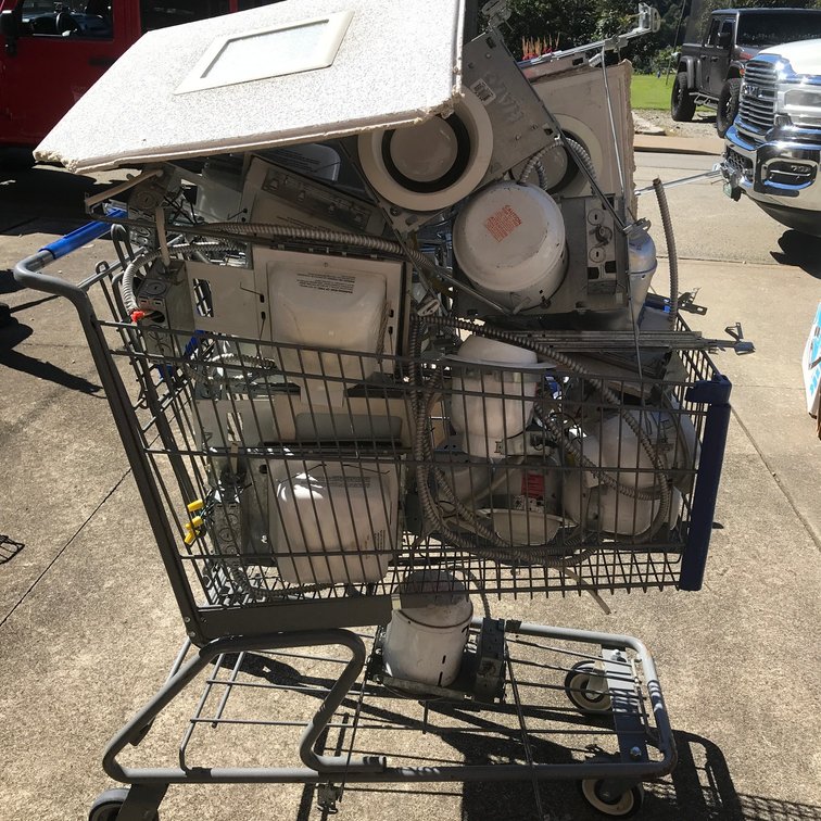 Group of lighting in a shopping cart which is included
