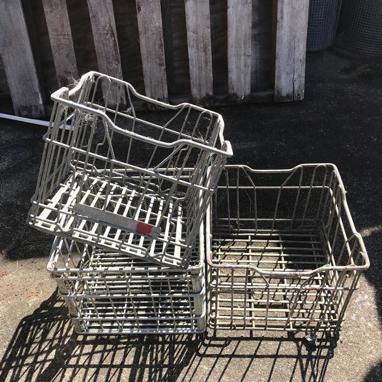 3 Metal milk crates