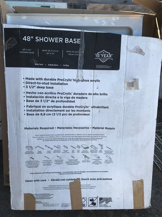 48" x 34" Shower base