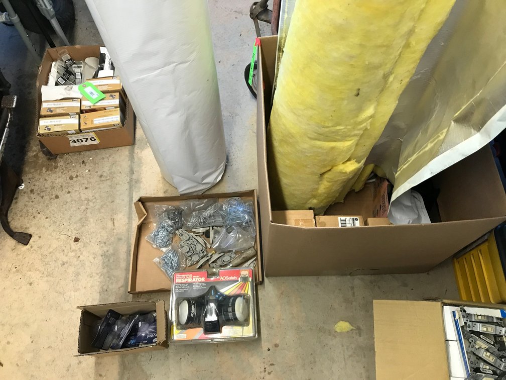 Pipe insulation, window parts and screws, respirator, caulking, etc.