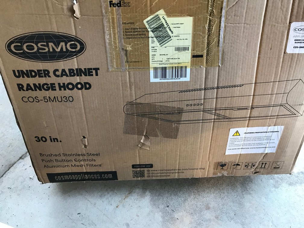 30" Under cabinet range hood
